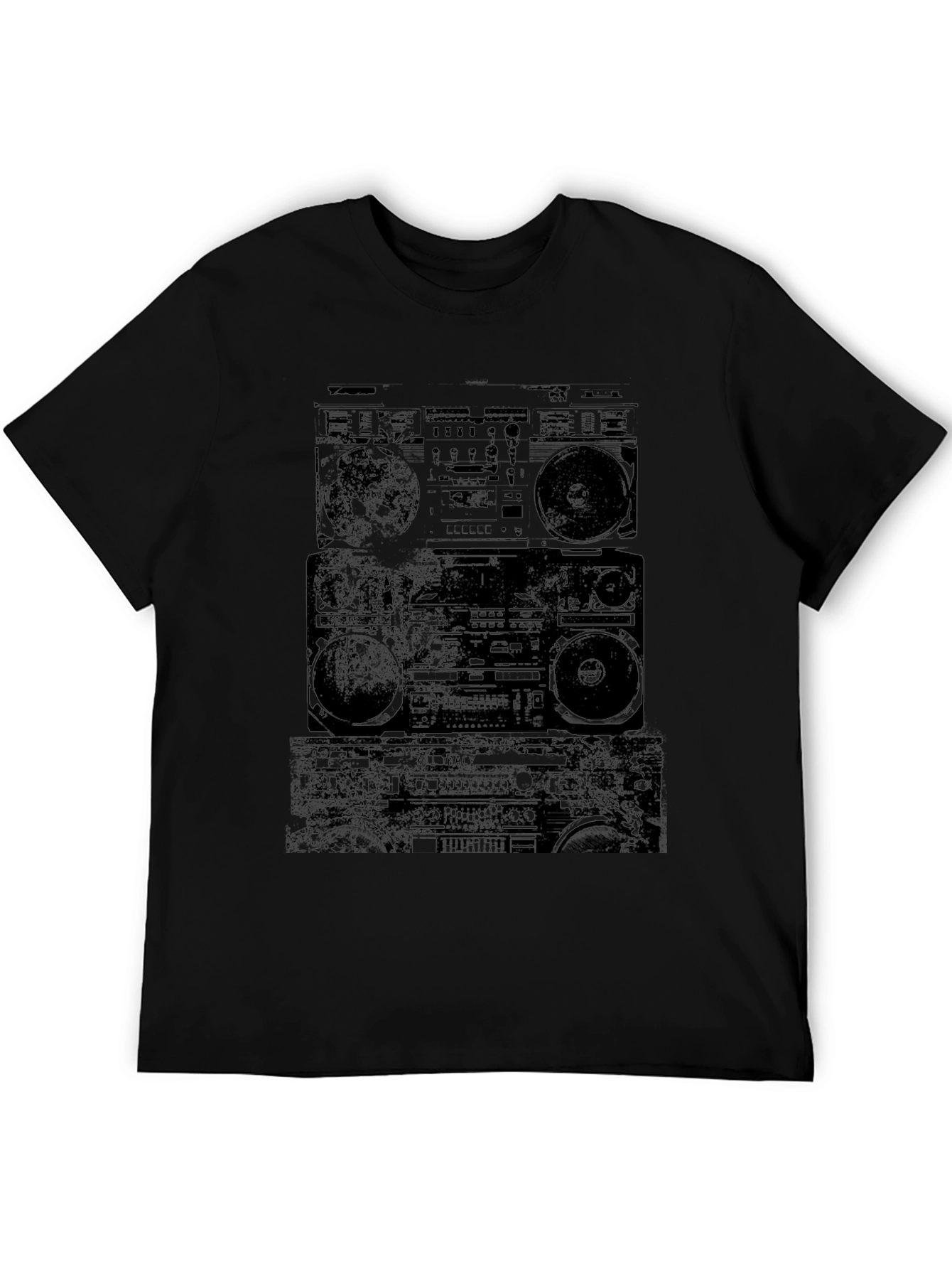 Retro Boombox Graphic Tee - Classic Black T-Shirt