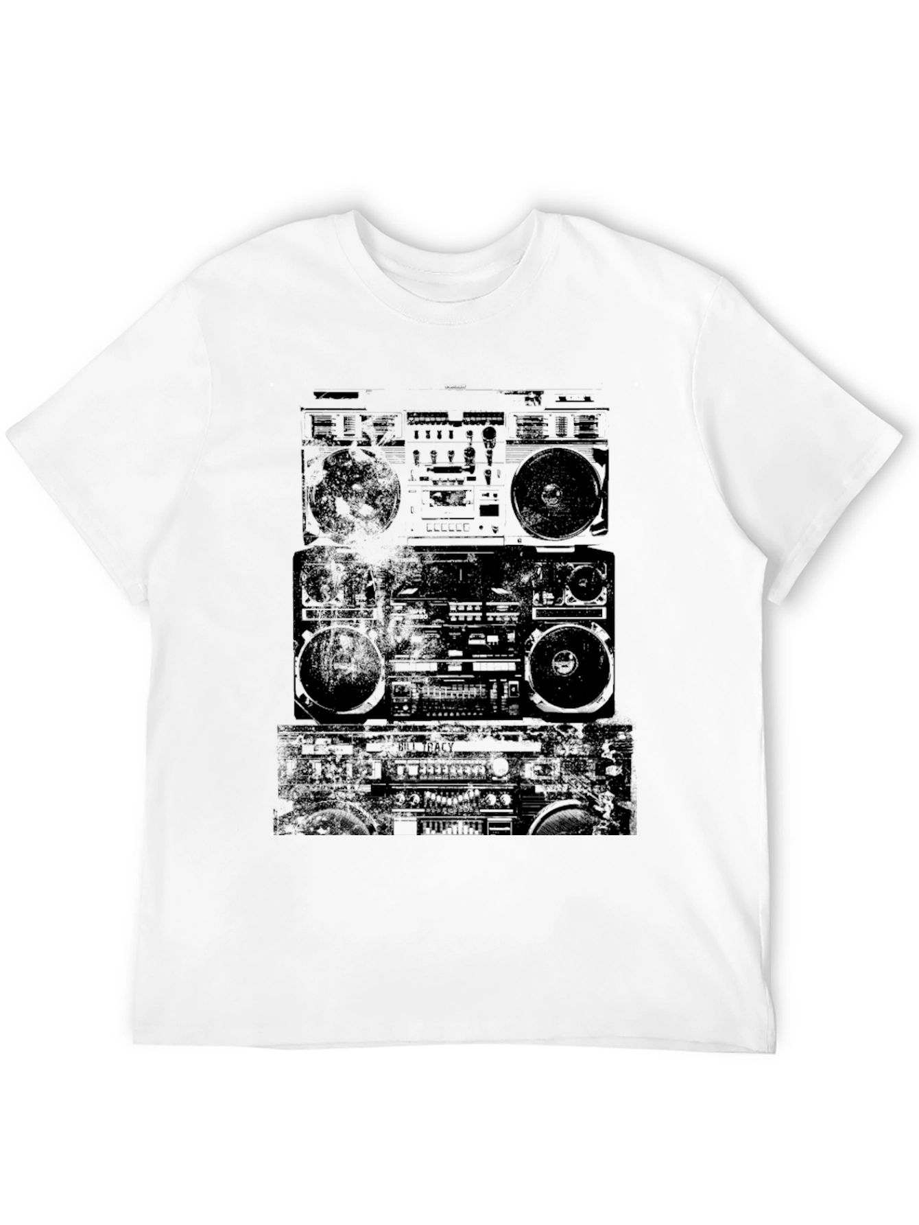 Retro Boombox Graphic Tee - Classic Black T-Shirt