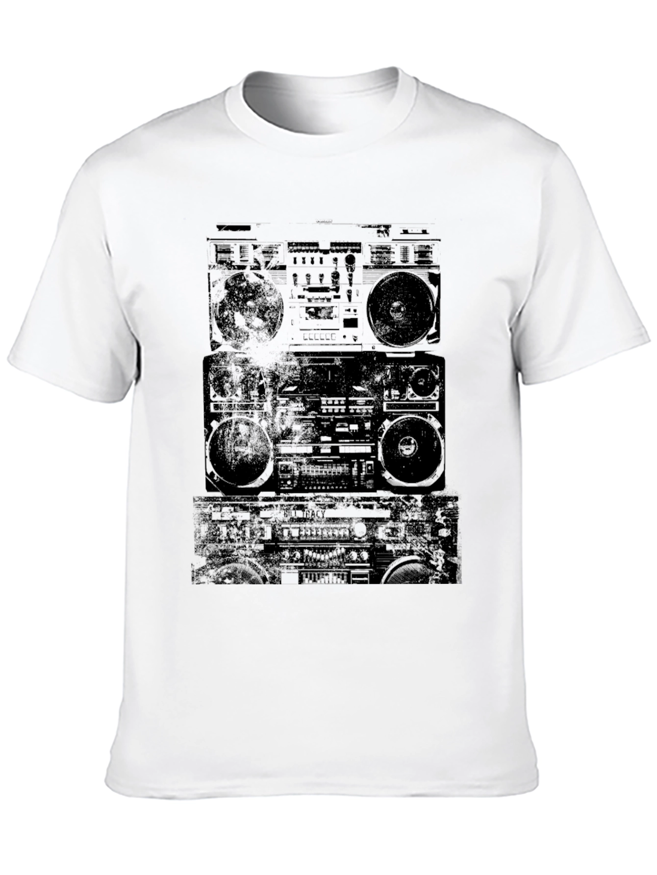 Retro Boombox Graphic Tee - Classic Black T-Shirt