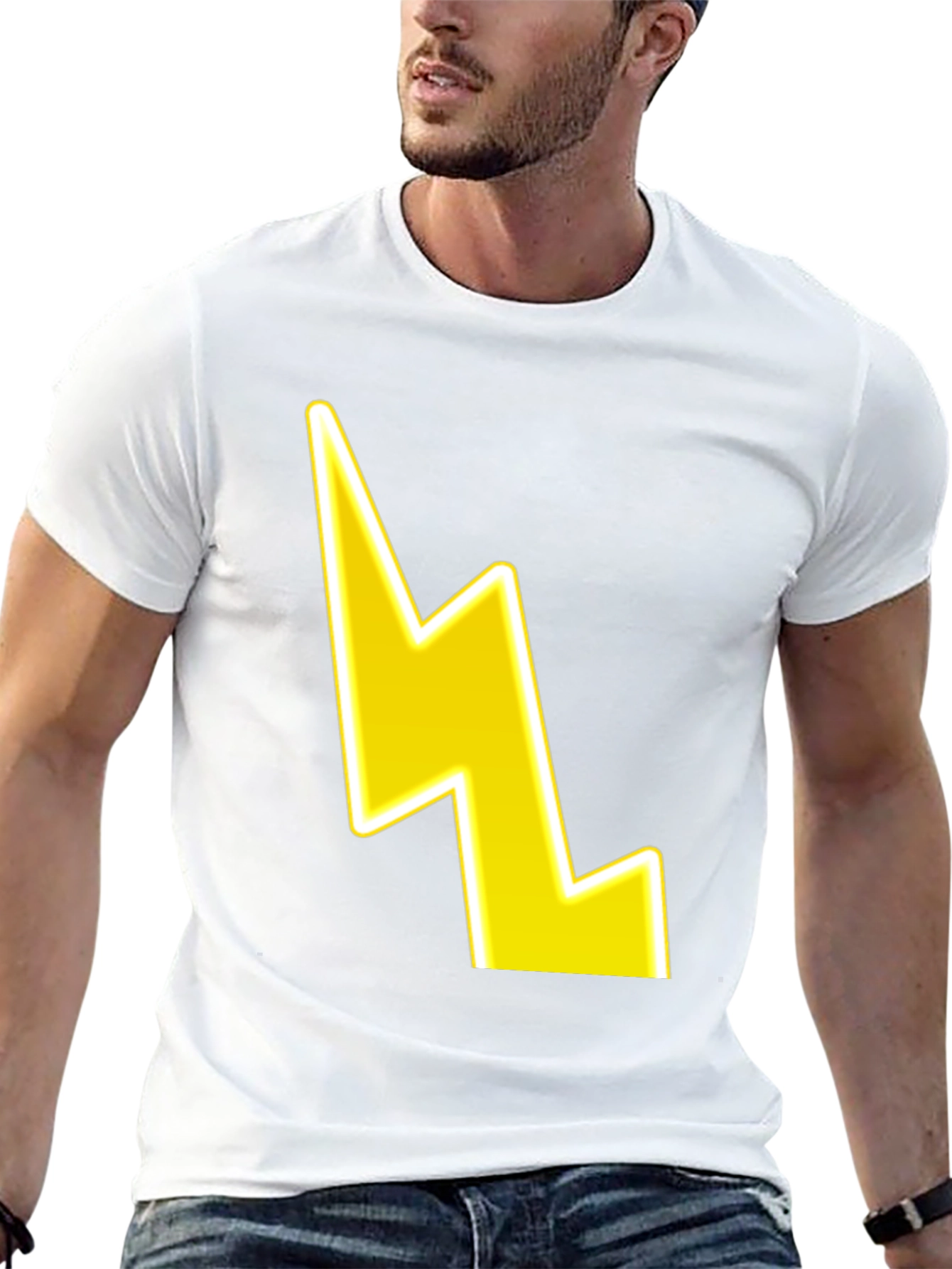 Lightning Bolt Graphic Tee - Black Cotton Comfort