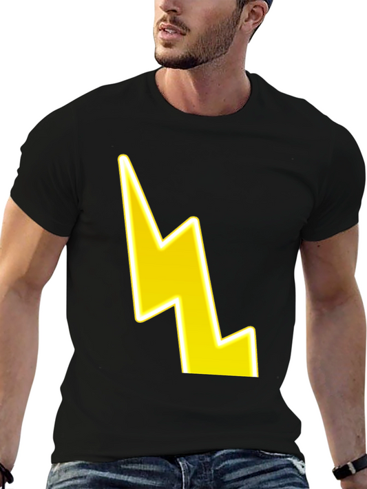 Lightning Bolt Graphic Tee - Black Cotton Comfort