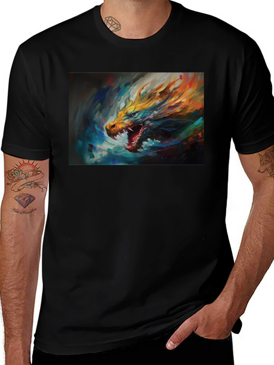 Dragon Graphic Tee - Mens Black Short Sleeve T-Shirt