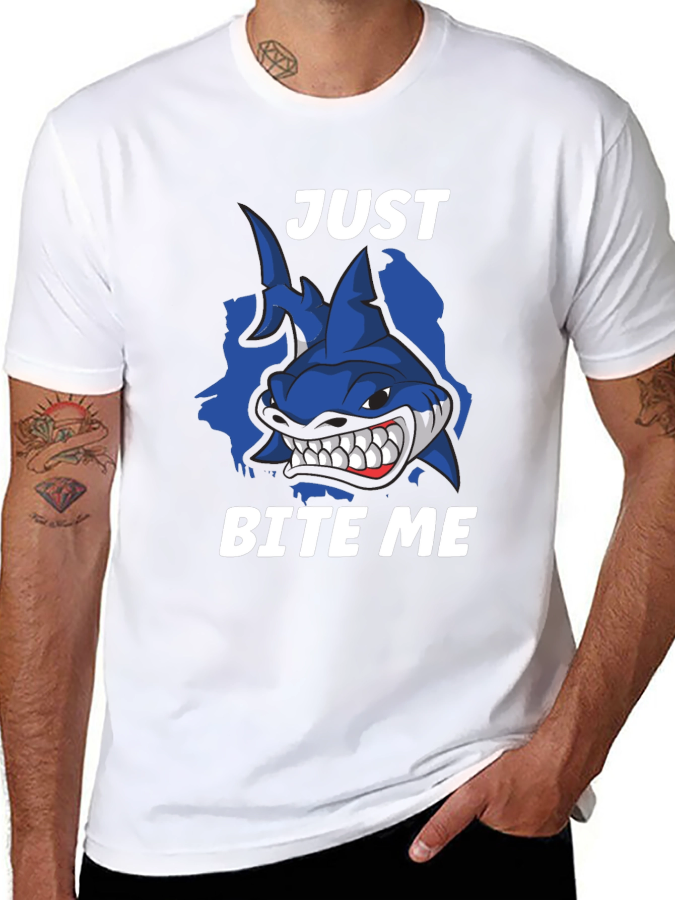Just Bite Me Shark T-Shirt - Funny Novelty Tee