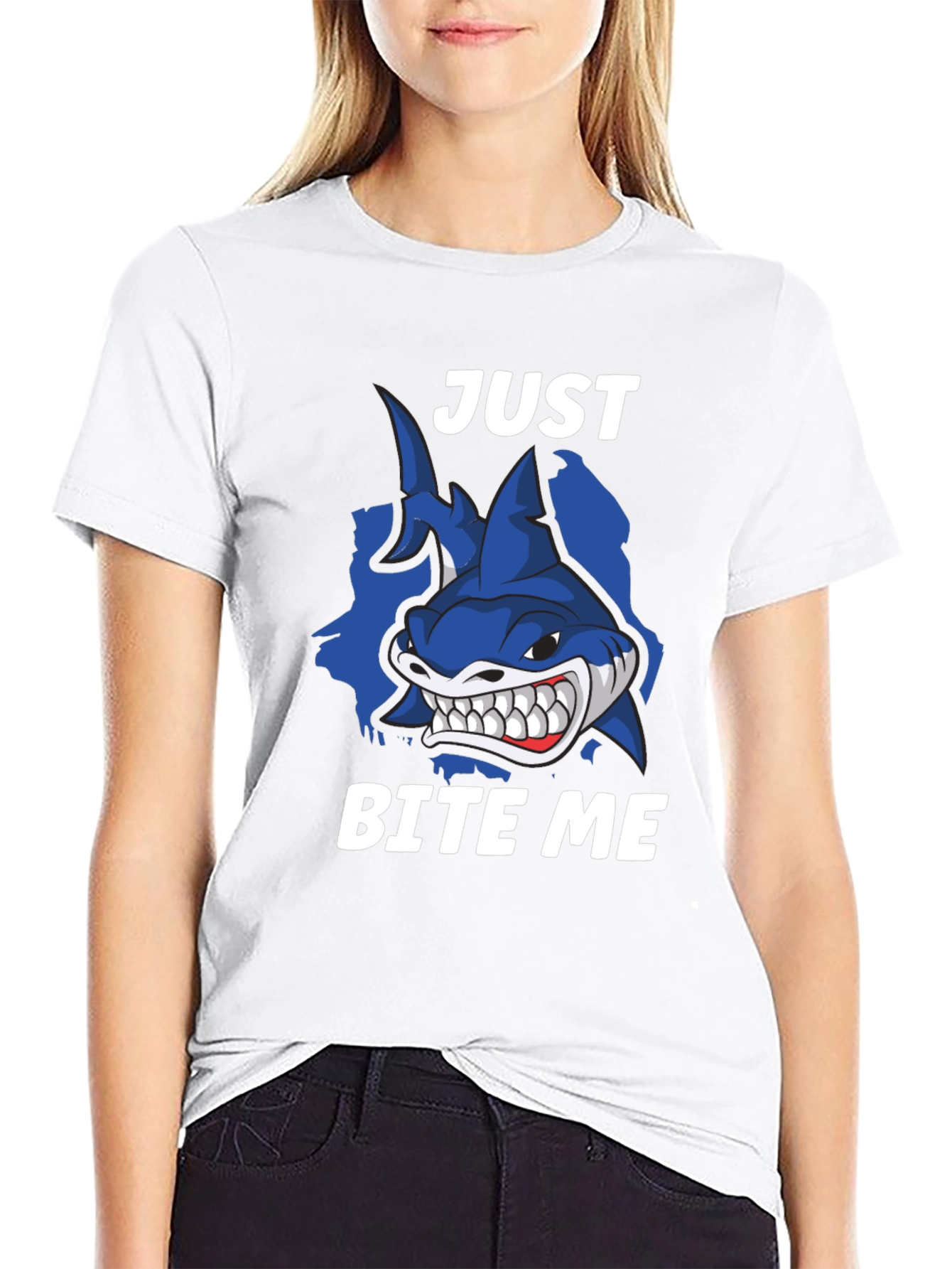 Just Bite Me Shark T-Shirt - Funny Novelty Tee