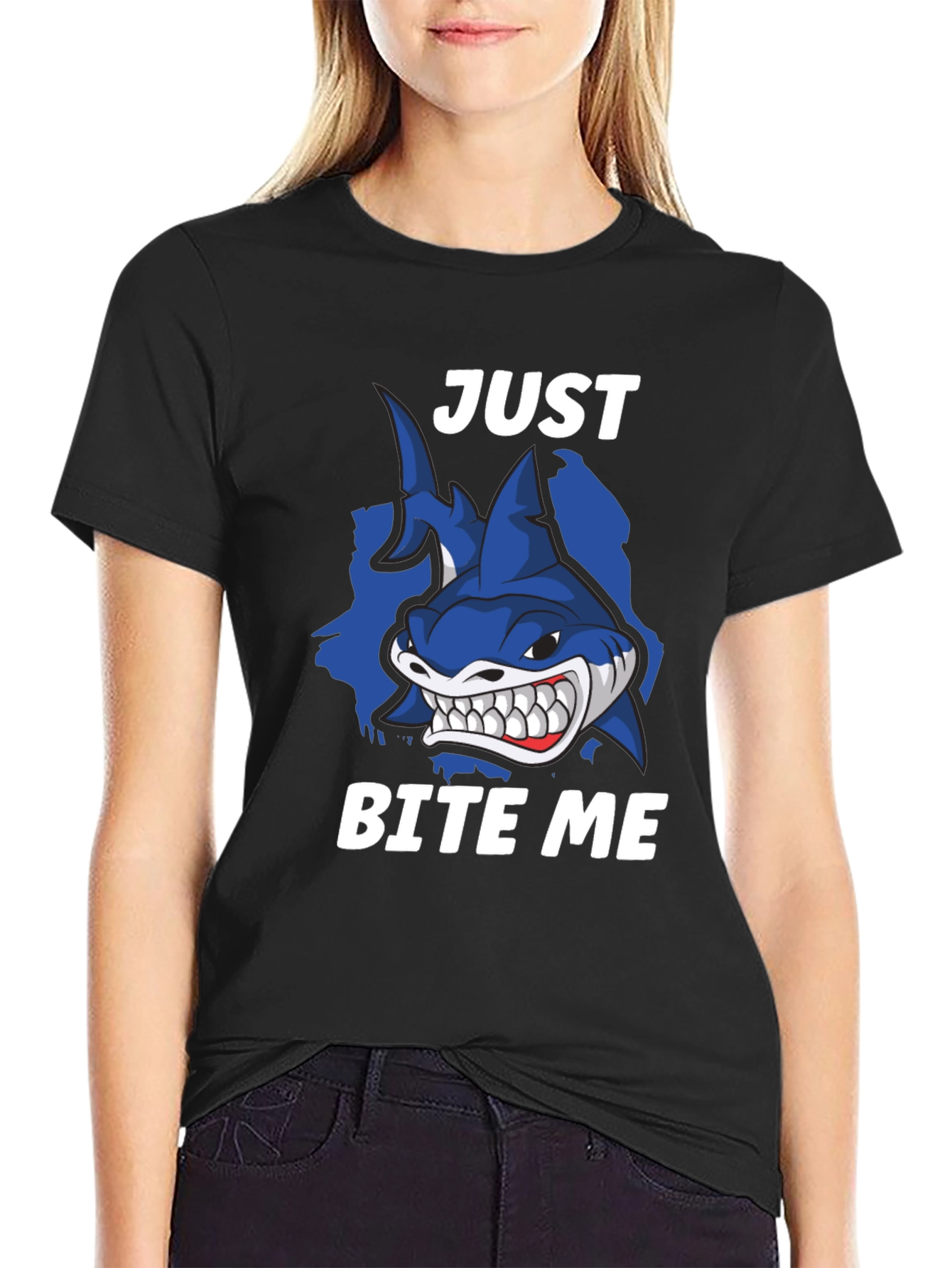 Just Bite Me Shark T-Shirt - Funny Novelty Tee