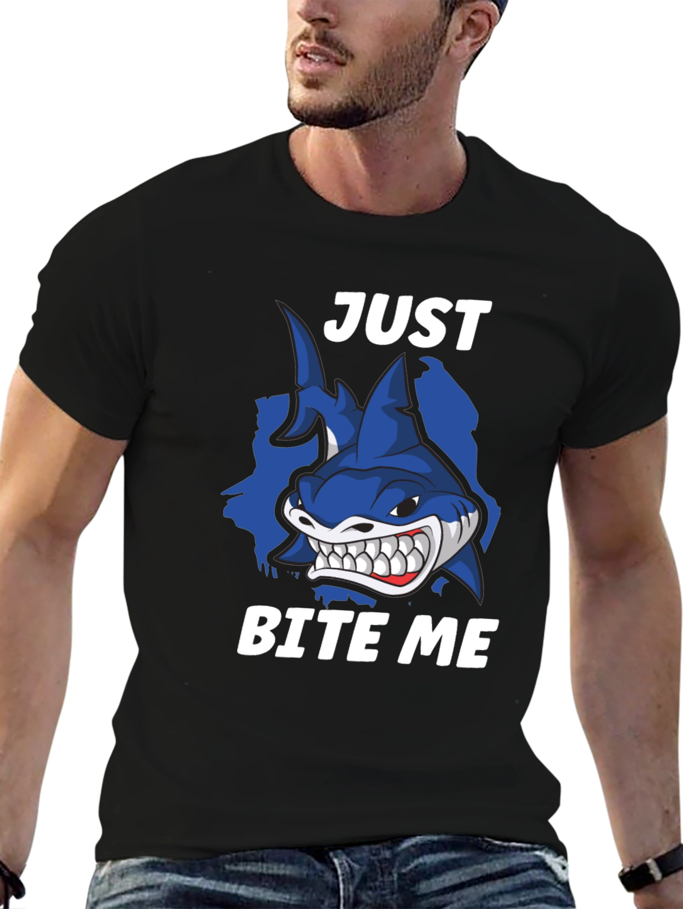 Just Bite Me Shark T-Shirt - Funny Novelty Tee