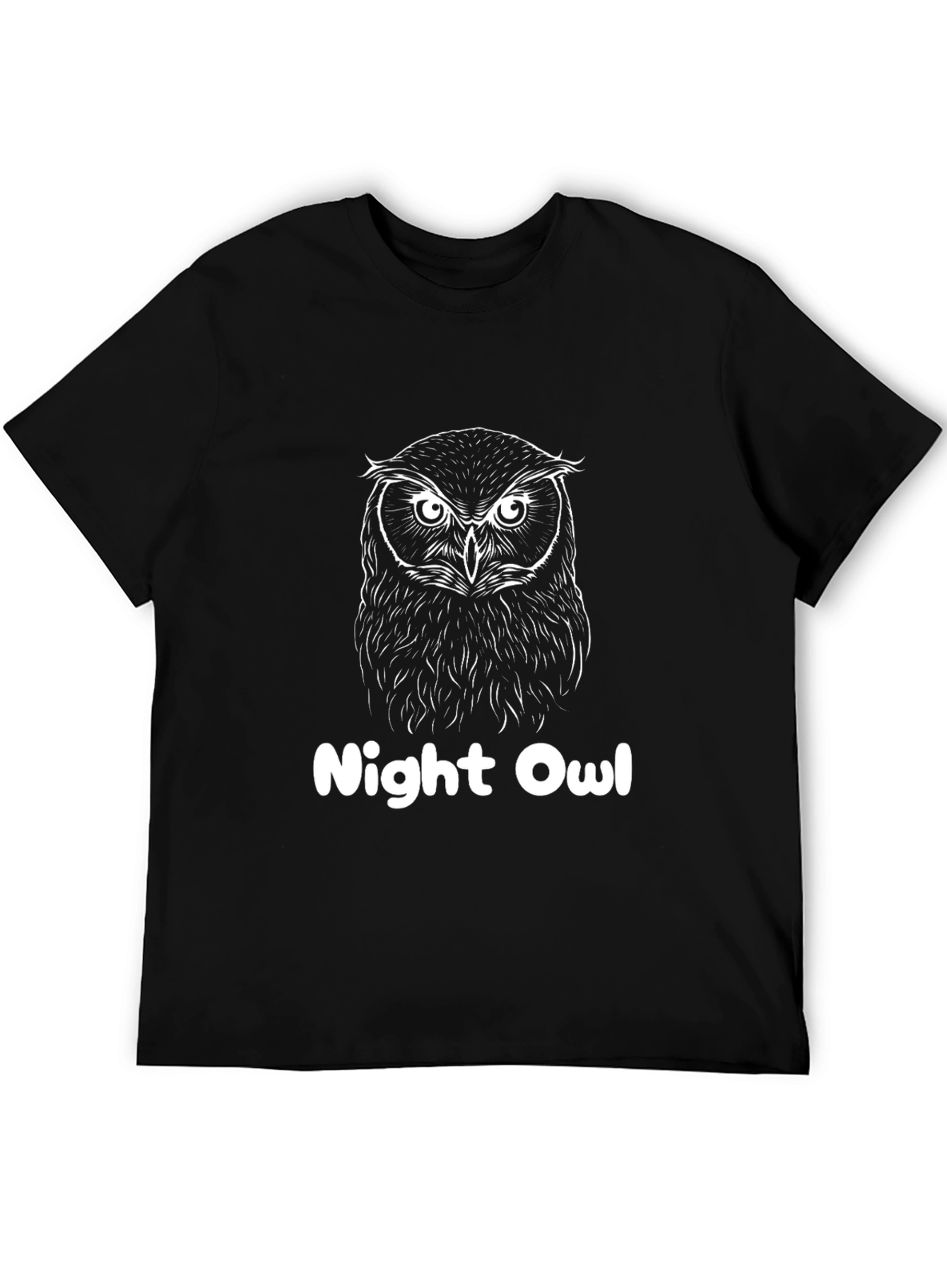 Night Owl Graphic Tee - Black Cotton T-Shirt
