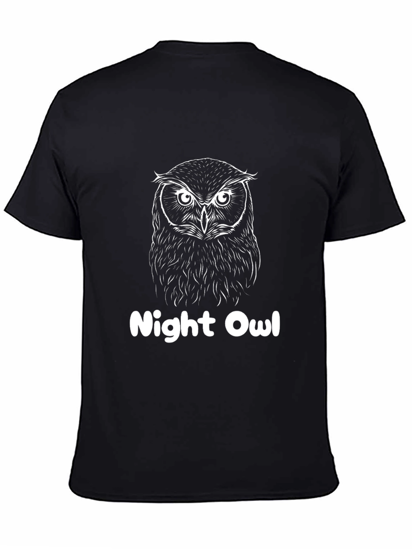 Night Owl Graphic Tee - Black Cotton T-Shirt