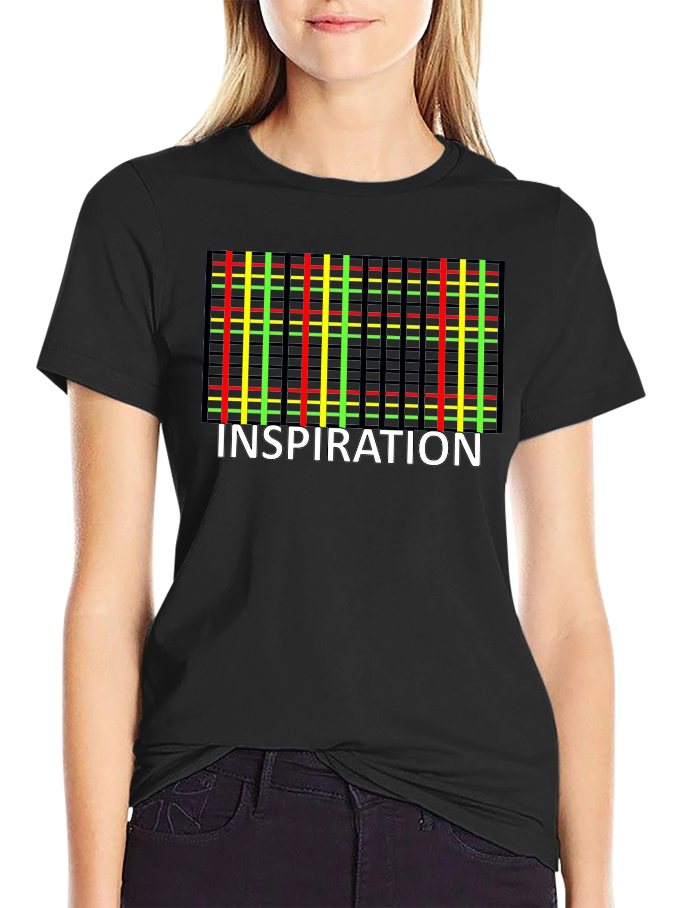 Inspiration Plaid Graphic Tee - Black