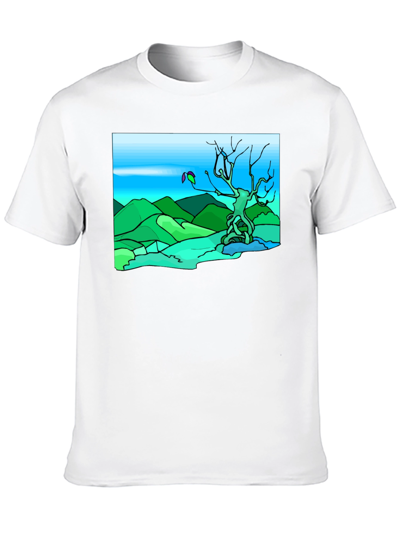 Artsy Nature Scene Black T-Shirt