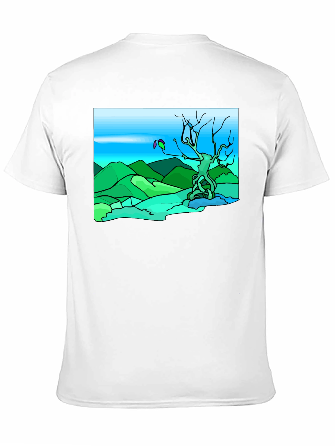 Artsy Nature Scene Black T-Shirt
