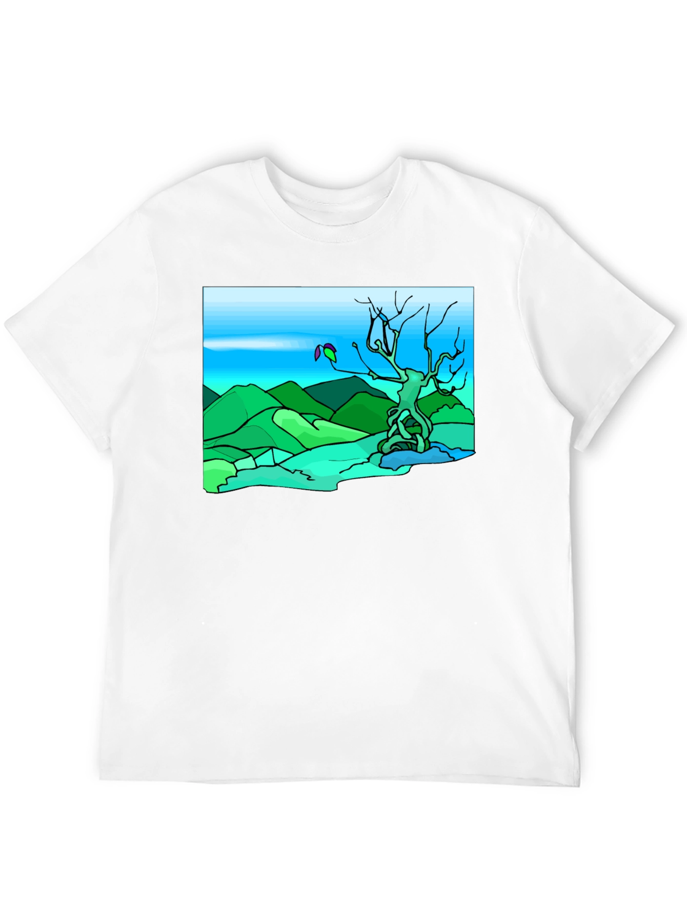 Artsy Nature Scene Black T-Shirt