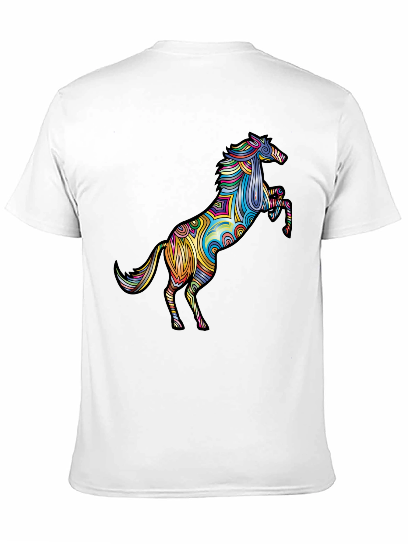 Vivid Psychedelic Horse Graphic Tee - Black T-Shirt