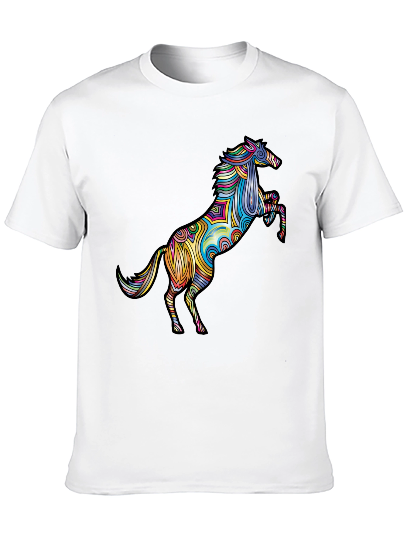 Vivid Psychedelic Horse Graphic Tee - Black T-Shirt