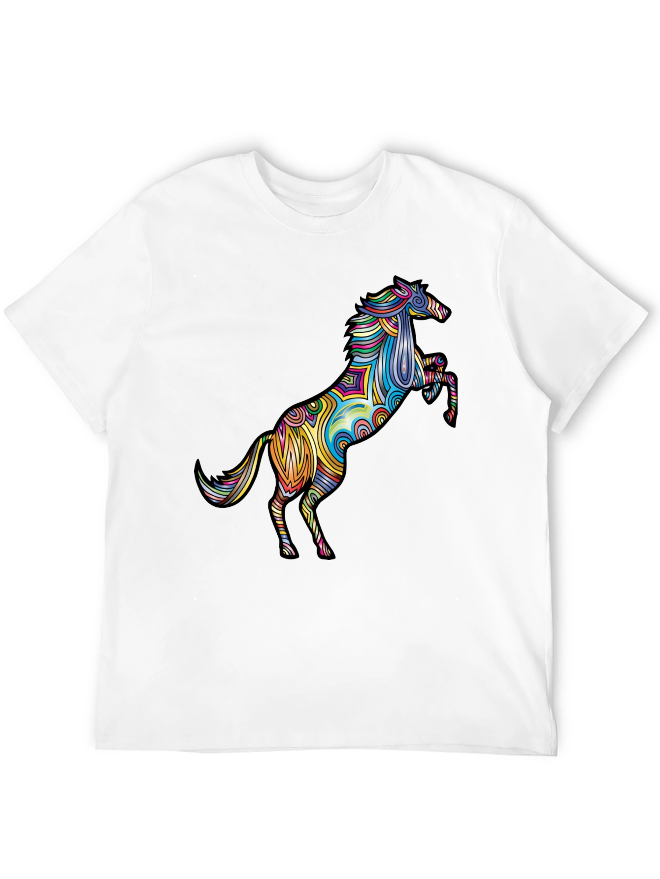 Vivid Psychedelic Horse Graphic Tee - Black T-Shirt