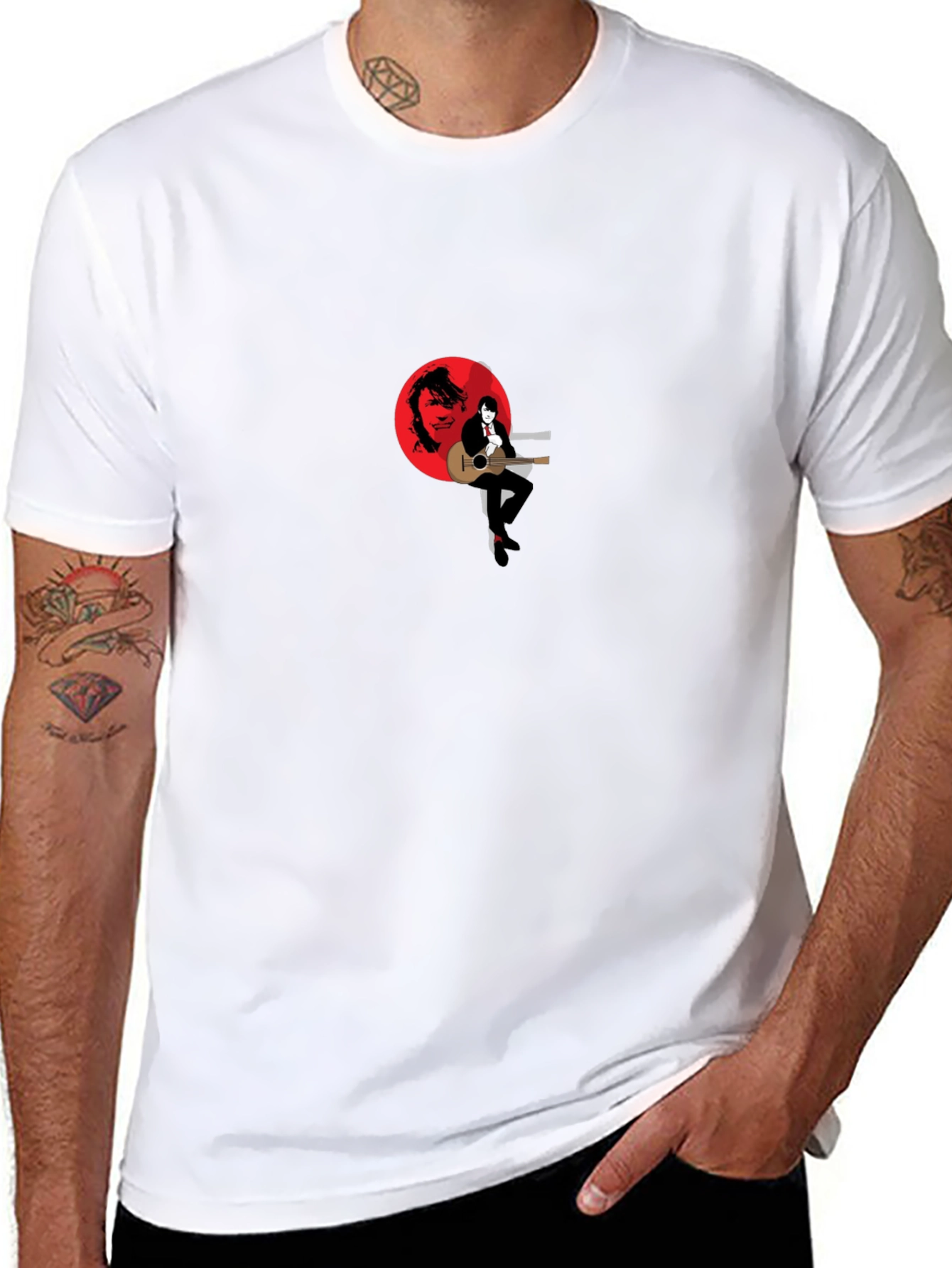 Stylish Black Graphic T-Shirt - Musician Design