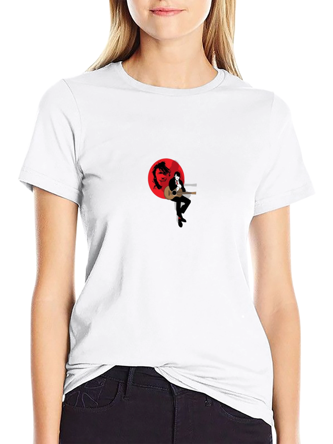 Stylish Black Graphic T-Shirt - Musician Design