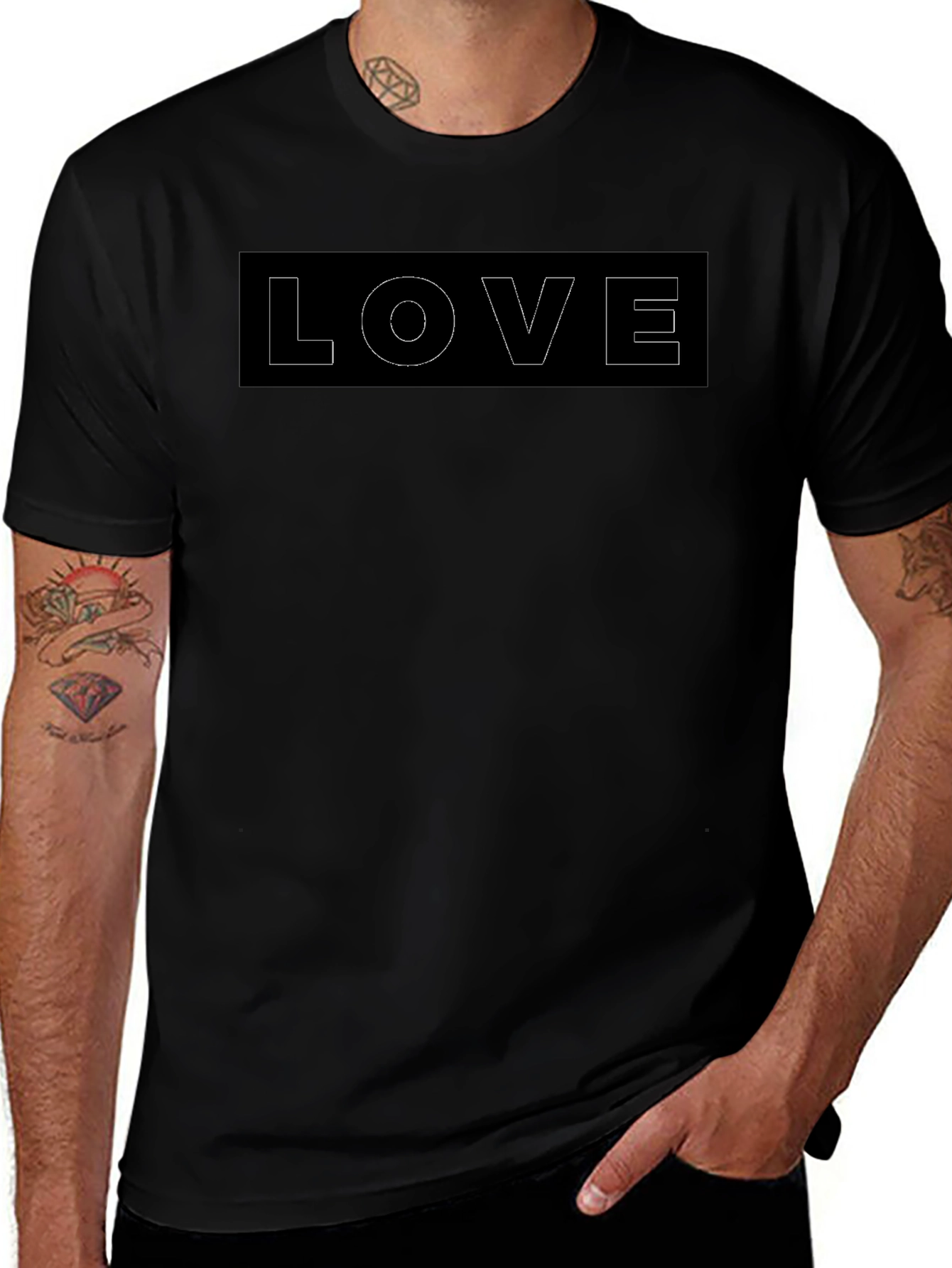 Black LOVE Graphic Tee - Casual Style