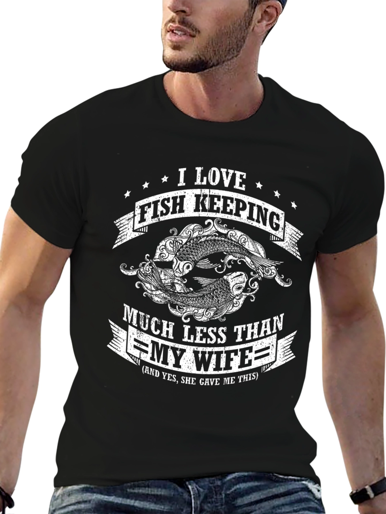 Funny Fish Keeping T-Shirt - Love My Wife