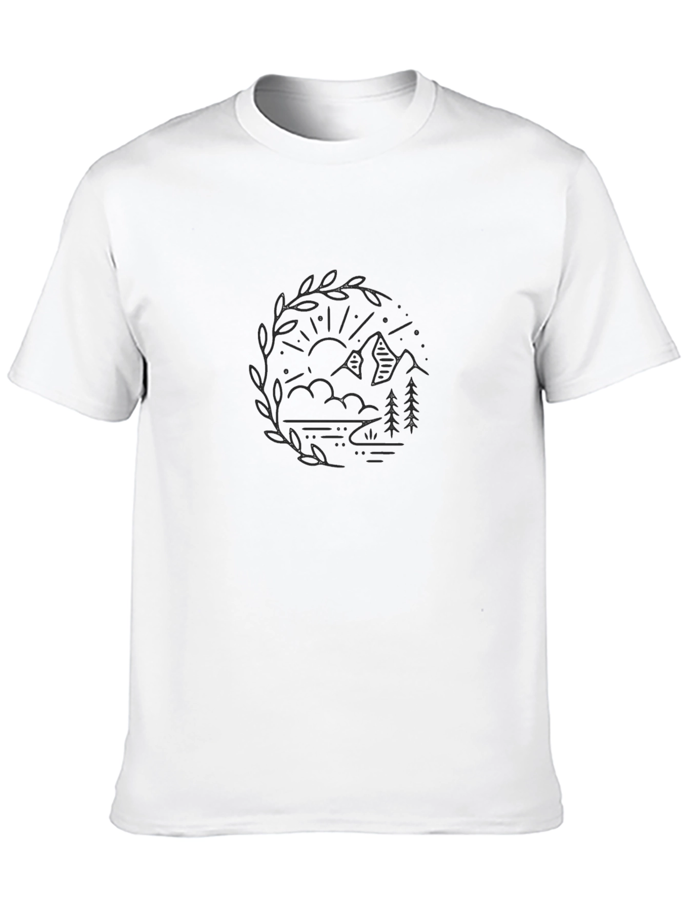 Nature Graphic Tee - Mountain Trees & Lake Design