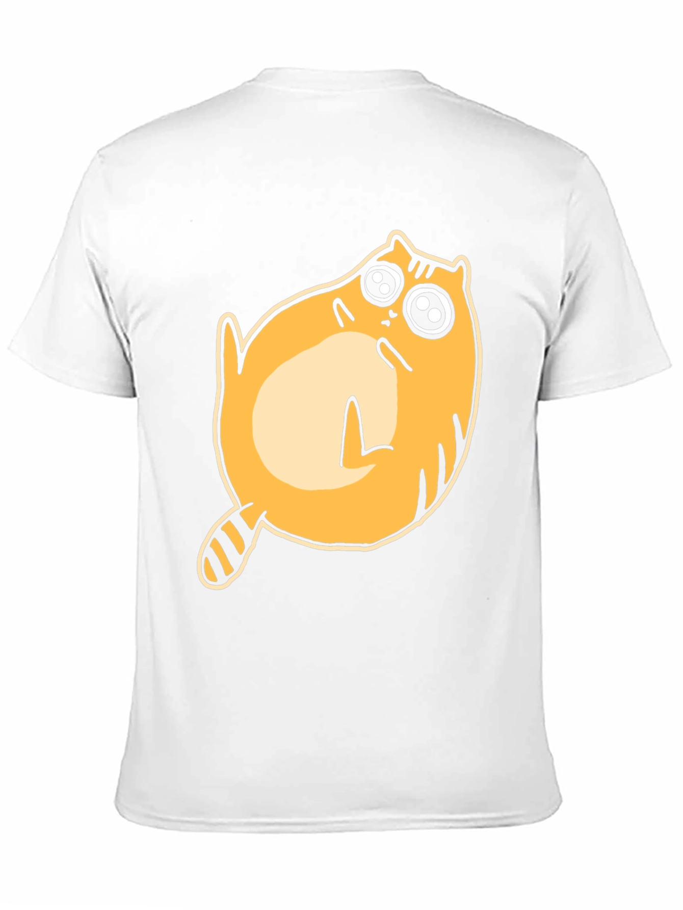 Cartoon Cat Graphic T-Shirt - Black Crew Neck Tee