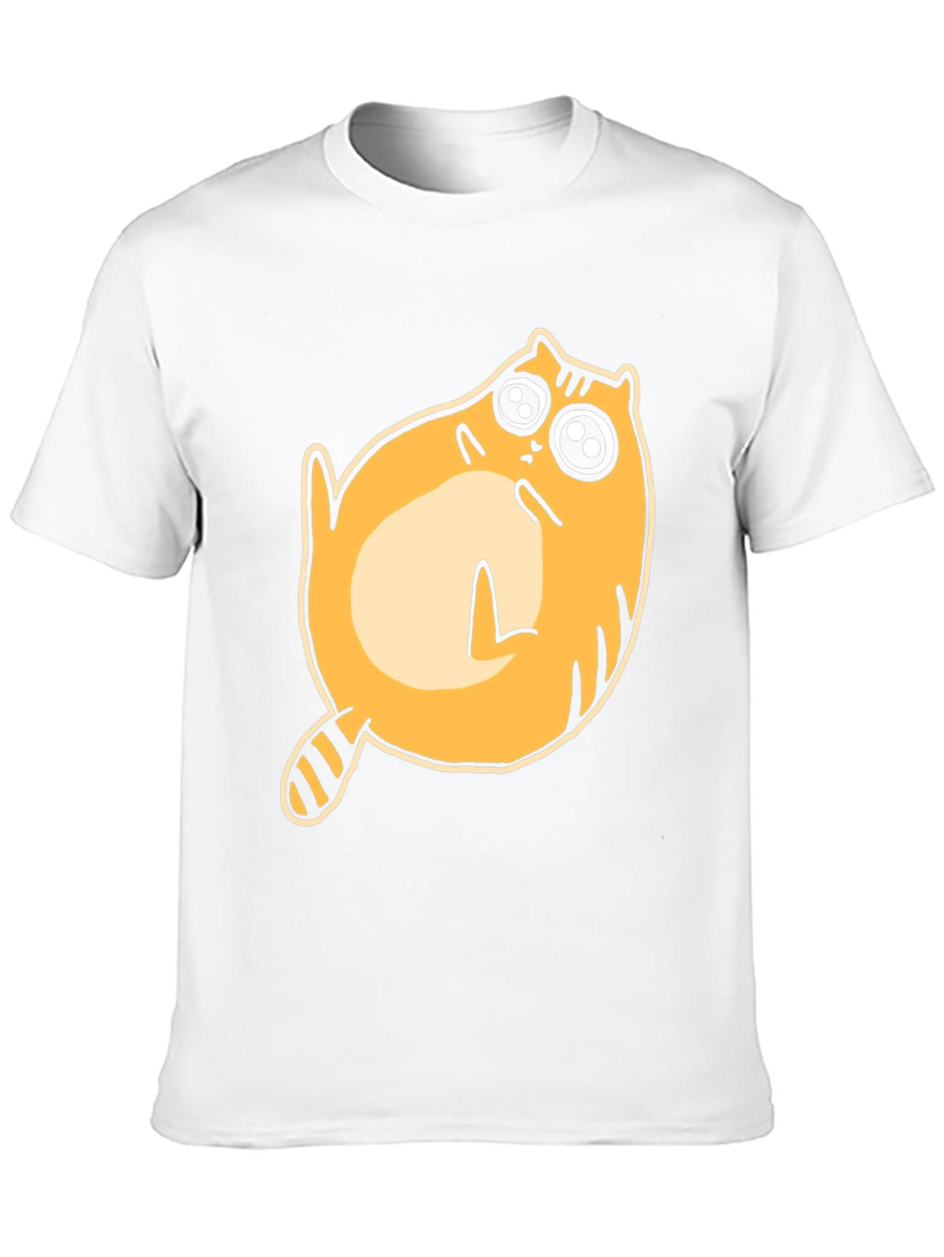 Cartoon Cat Graphic T-Shirt - Black Crew Neck Tee