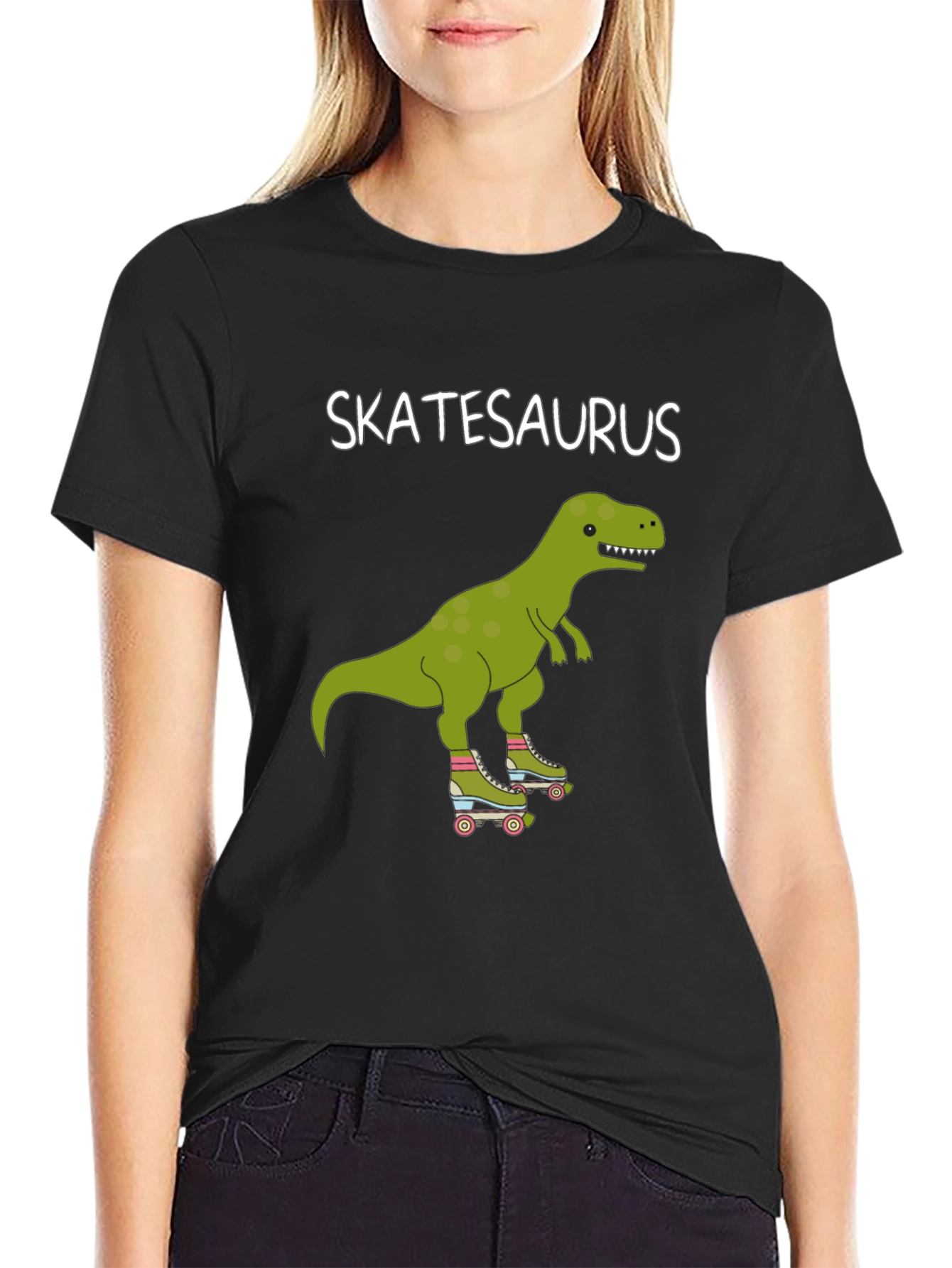 Skatesaurus T-Shirt - Dinosaur Roller Skating Tee