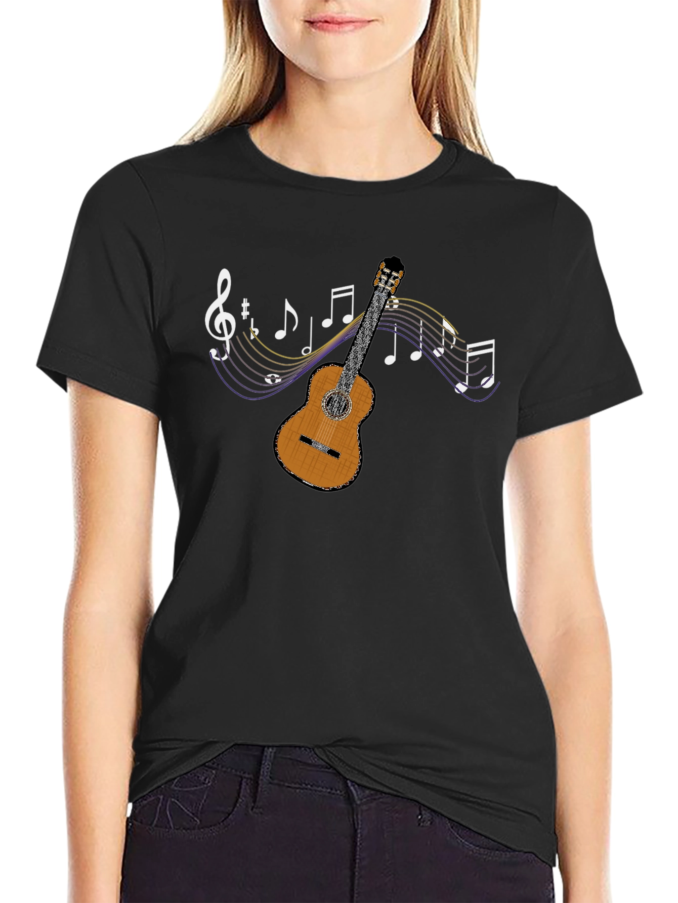 Guitar & Music Notes Graphic T-Shirt
