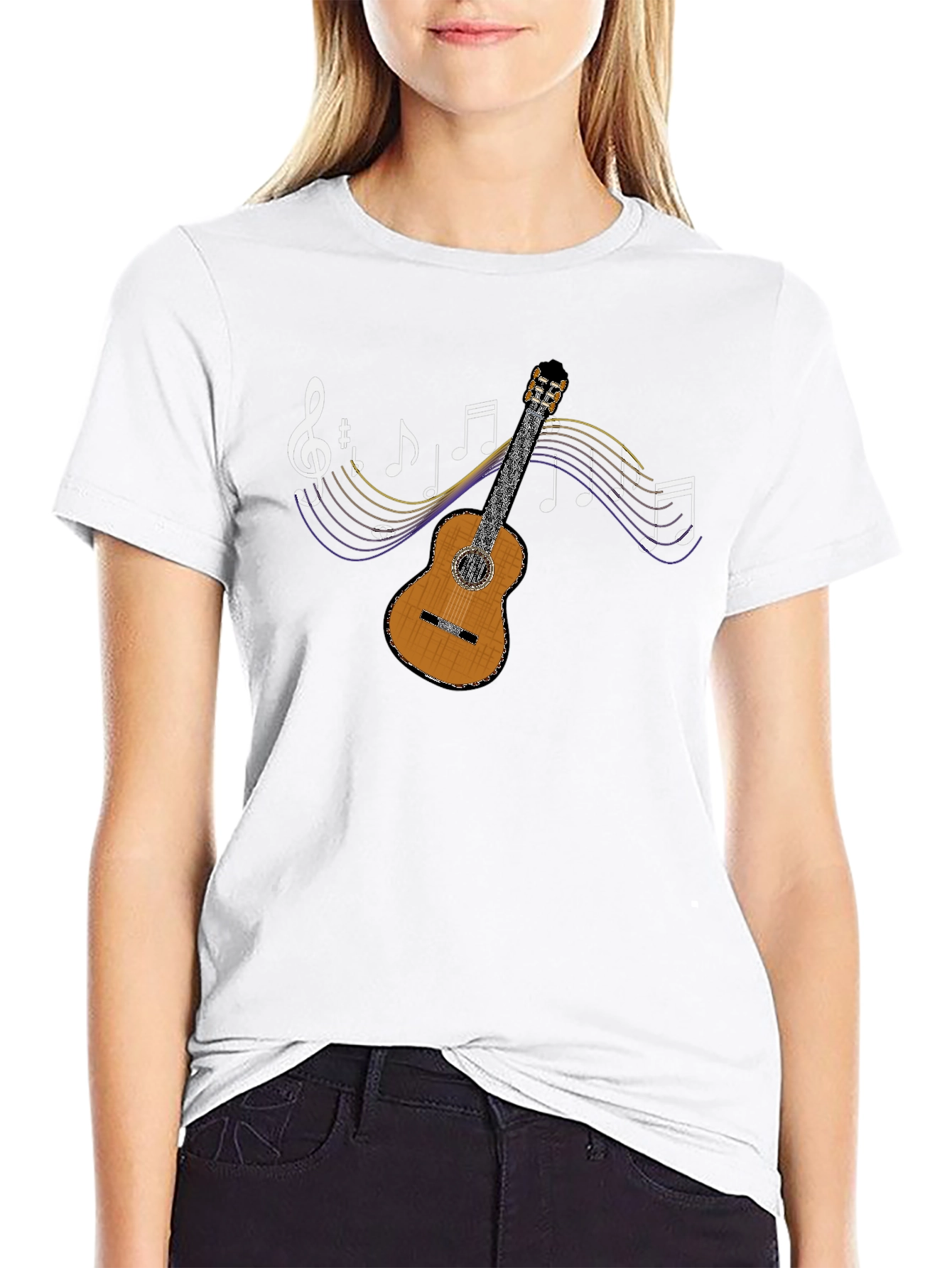 Guitar & Music Notes Graphic T-Shirt