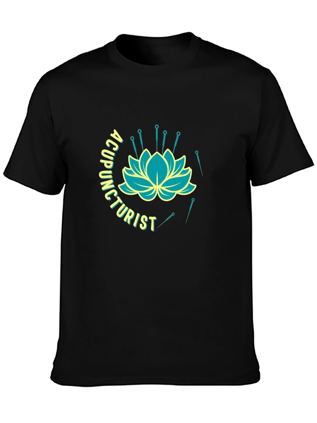 Acupuncturist Lotus Flower Black T-Shirt