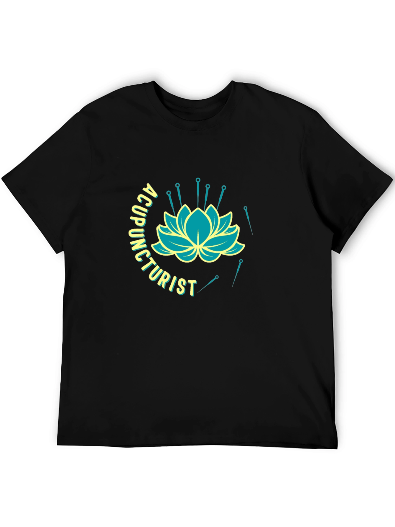 Acupuncturist Lotus Flower Black T-Shirt