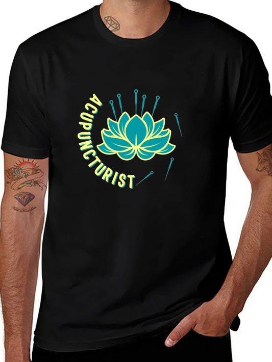 Acupuncturist Lotus Flower Black T-Shirt