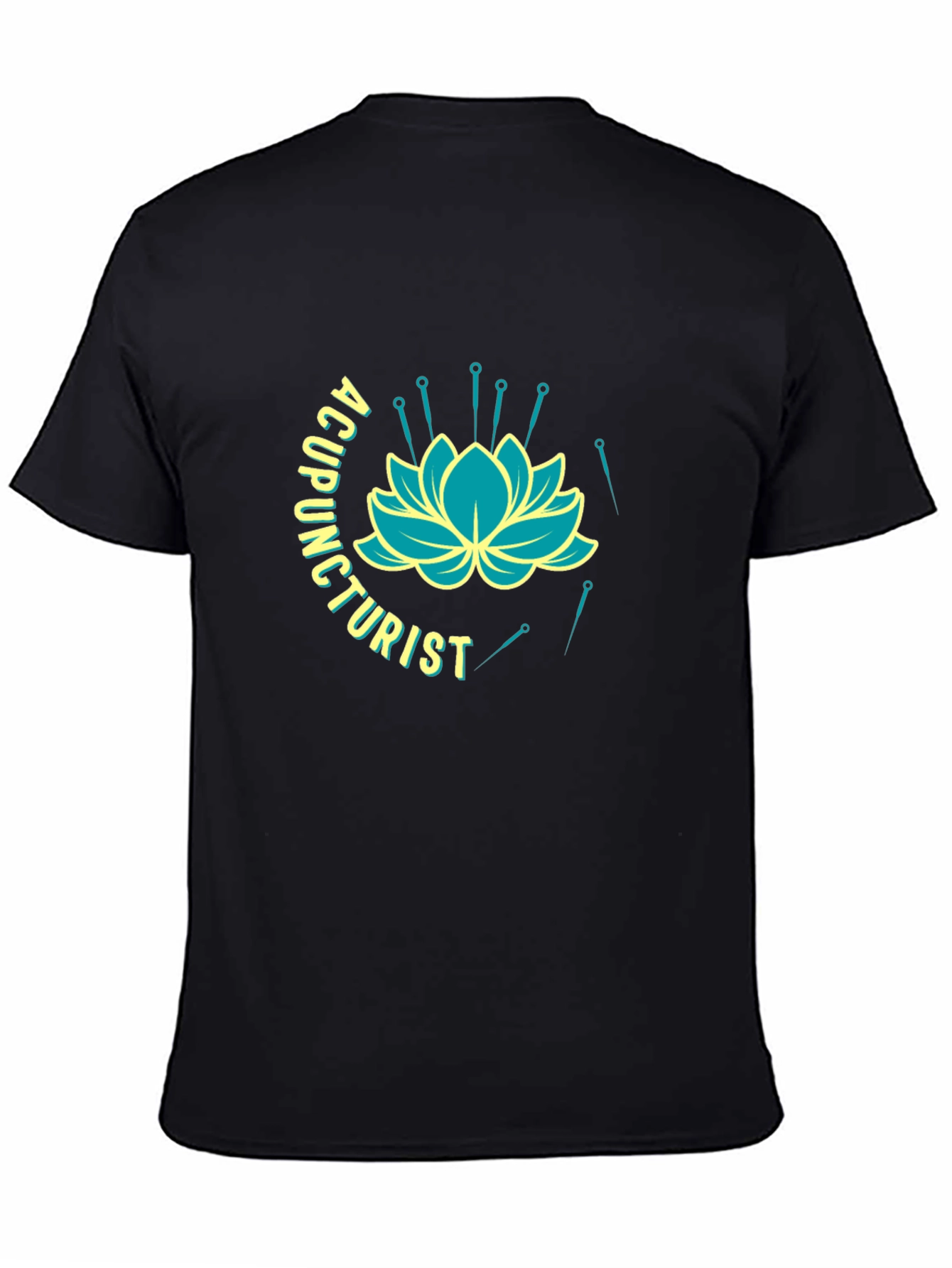 Acupuncturist Lotus Flower Black T-Shirt