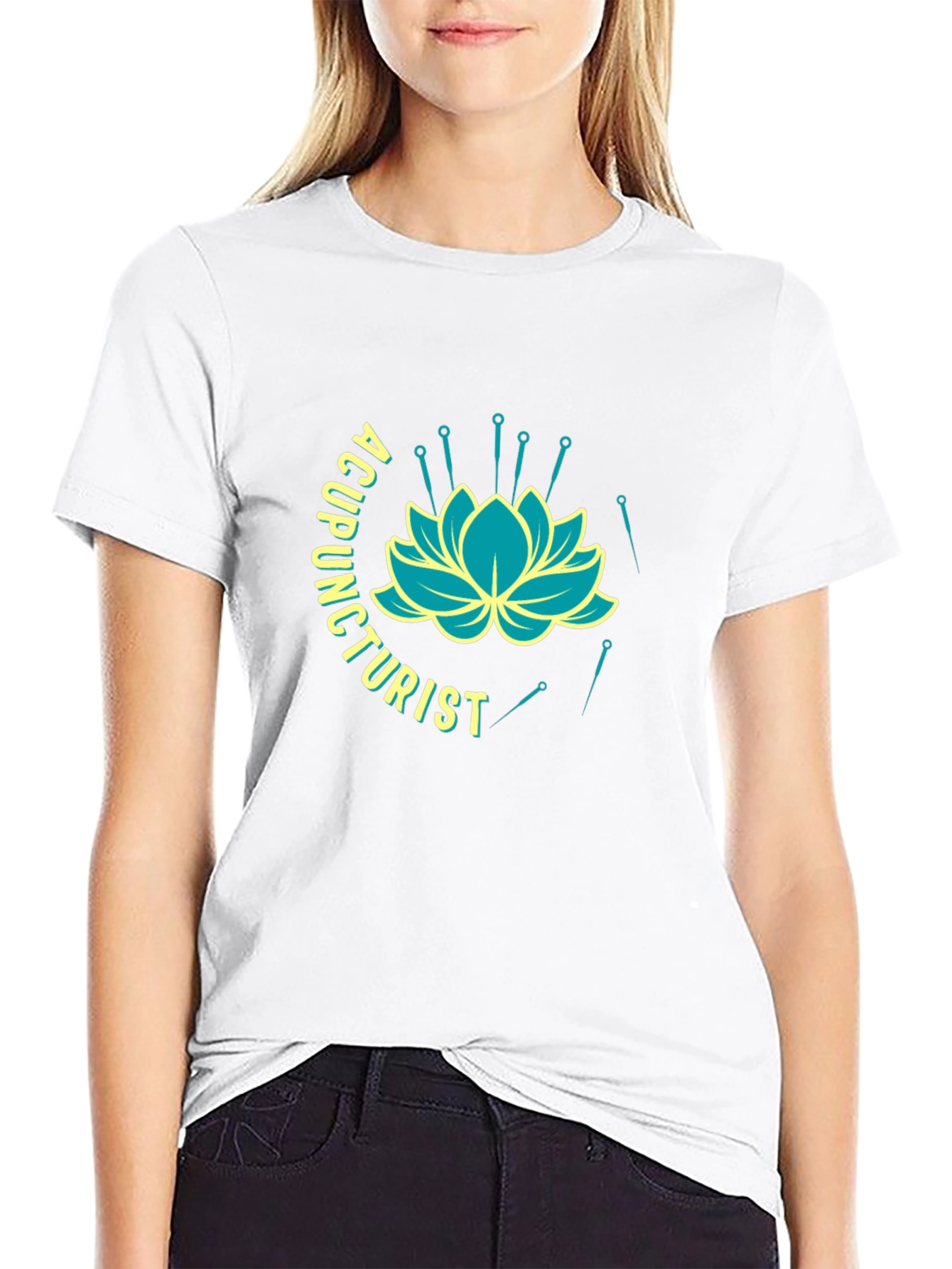 Acupuncturist Lotus Flower Black T-Shirt