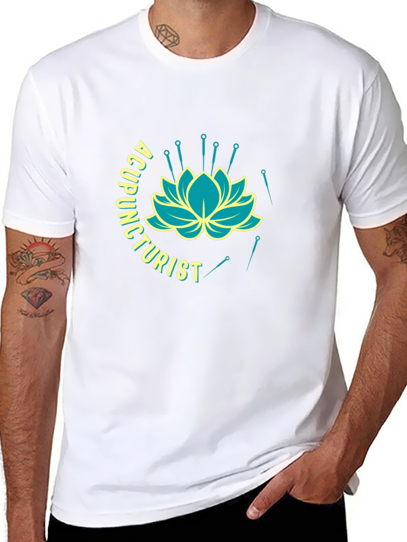 Acupuncturist Lotus Flower Black T-Shirt