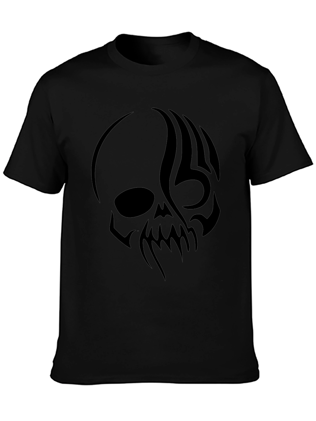 Mens Black T-Shirt with Skull Graphic Print