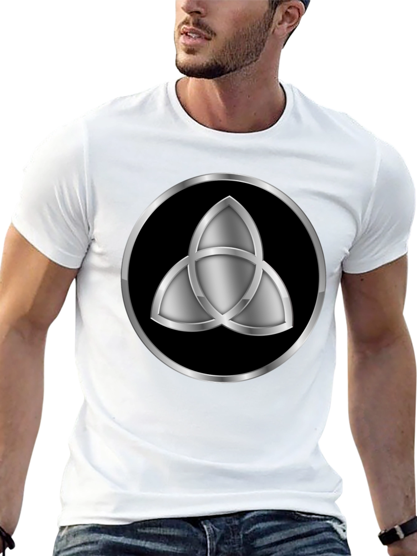 Dark Symbol T-Shirt - Silver Triquetra Graphic Tee