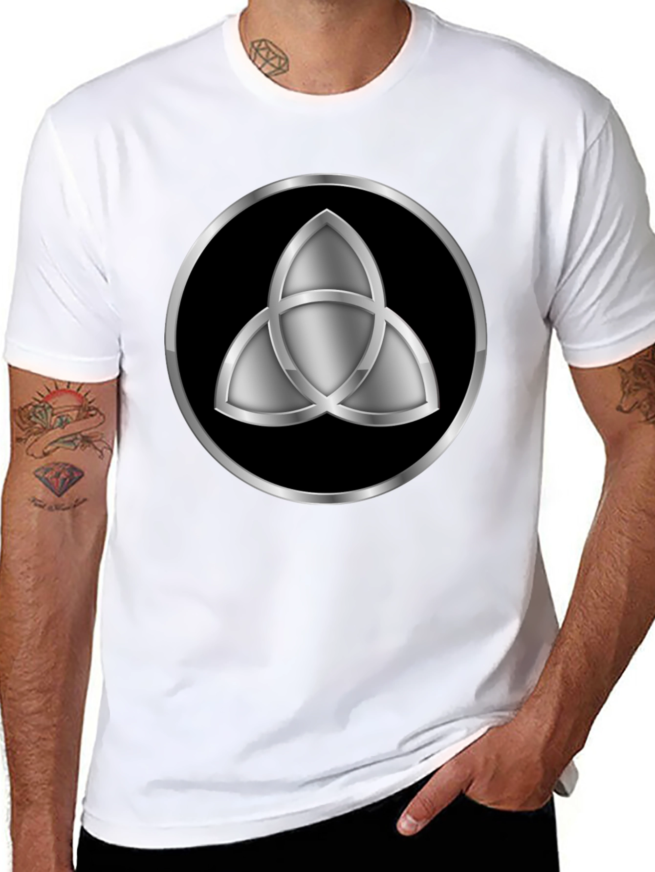 Dark Symbol T-Shirt - Silver Triquetra Graphic Tee