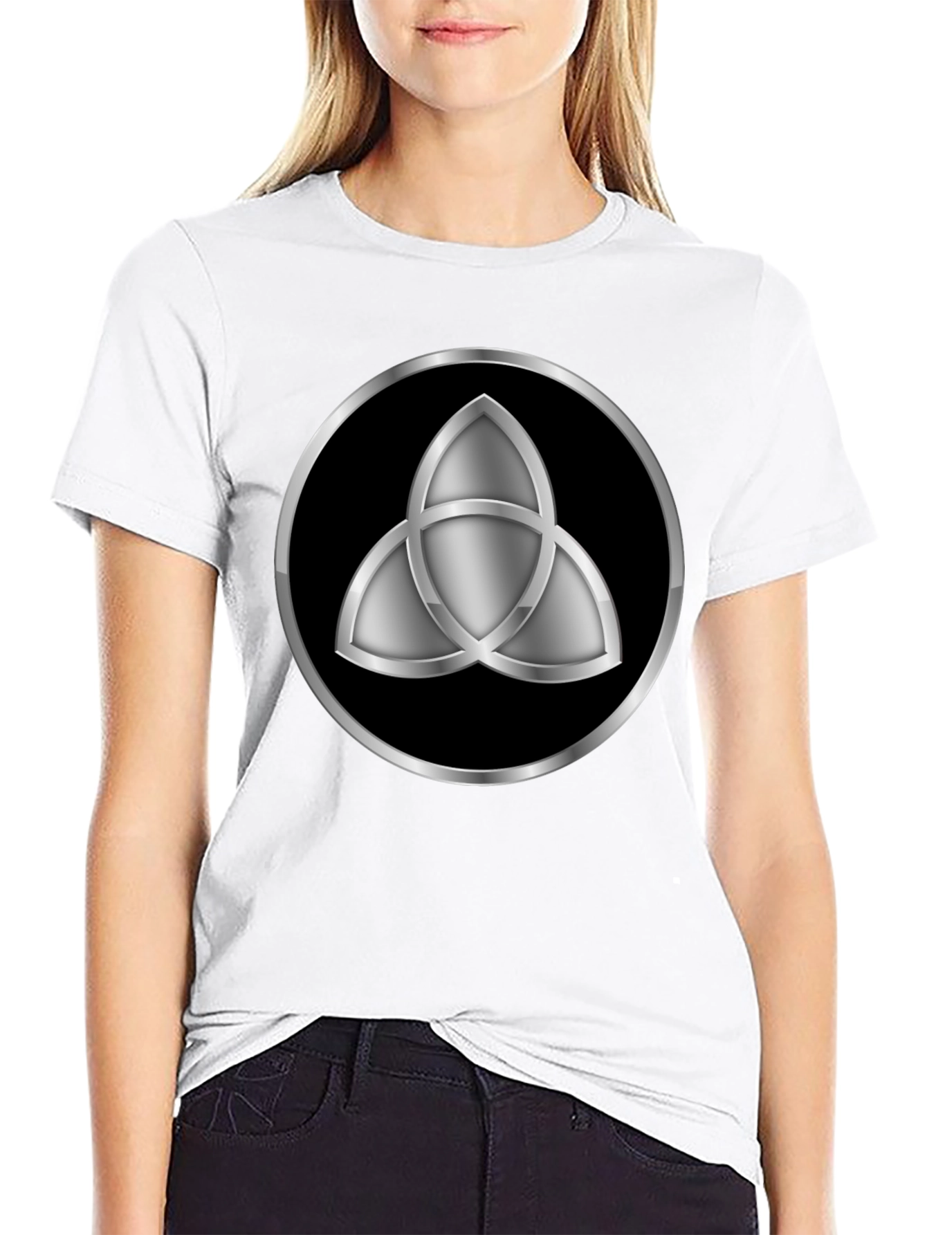 Dark Symbol T-Shirt - Silver Triquetra Graphic Tee