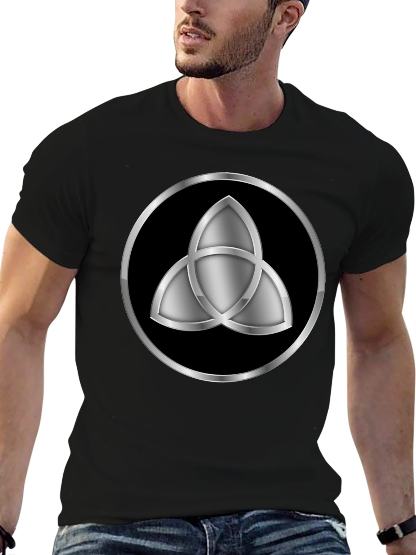 Dark Symbol T-Shirt - Silver Triquetra Graphic Tee