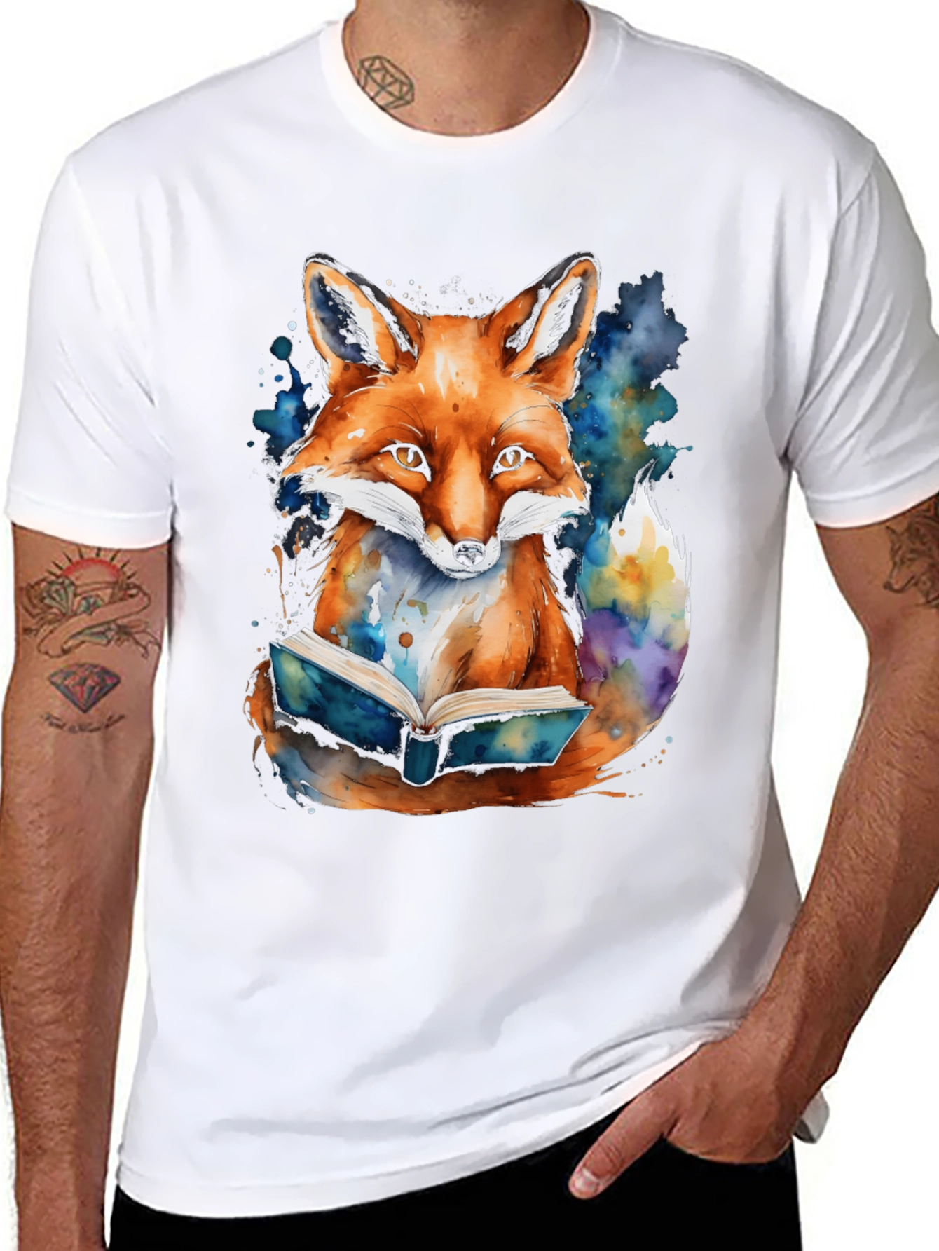 Fox Reading Book Graphic T-Shirt