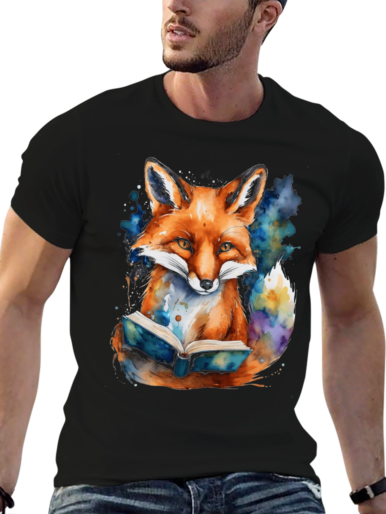 Fox Reading Book Graphic T-Shirt