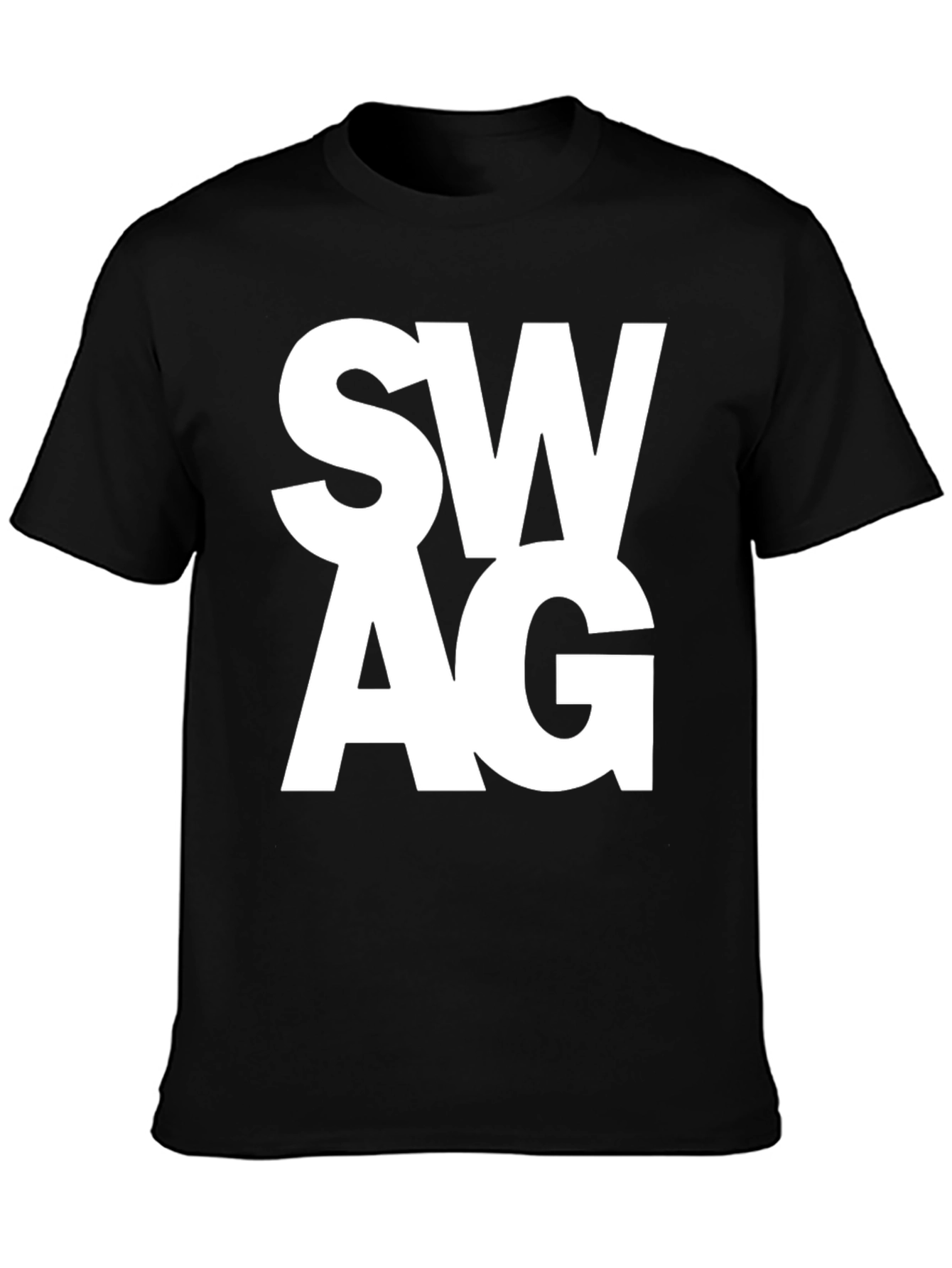 Mens Black T-Shirt with Bold SWAG Print