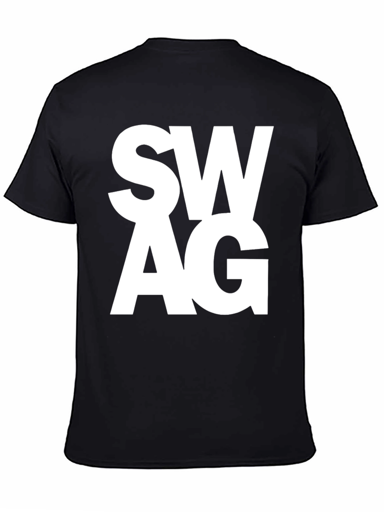 Mens Black T-Shirt with Bold SWAG Print