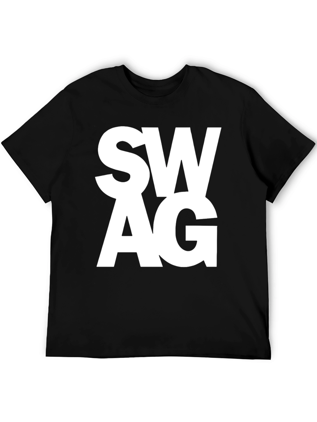 Mens Black T-Shirt with Bold SWAG Print