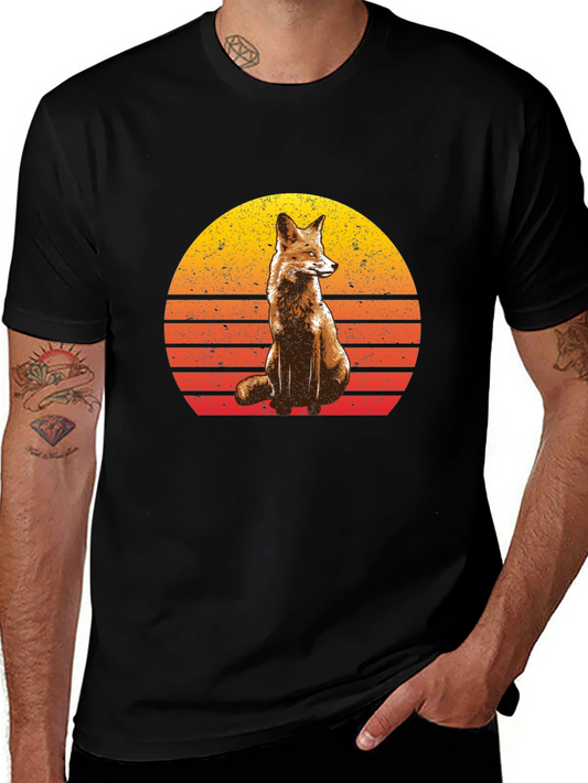Retro Fox Graphic Tee - Vintage Sunset Design