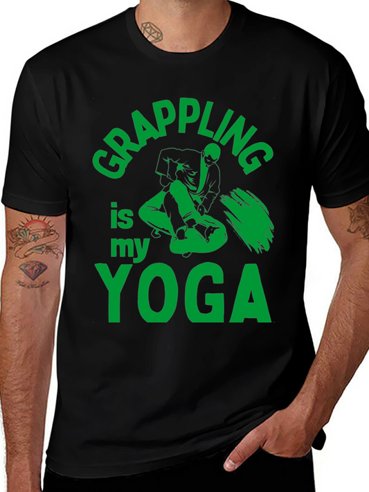 Grappling is My Yoga Mens Black T-Shirt