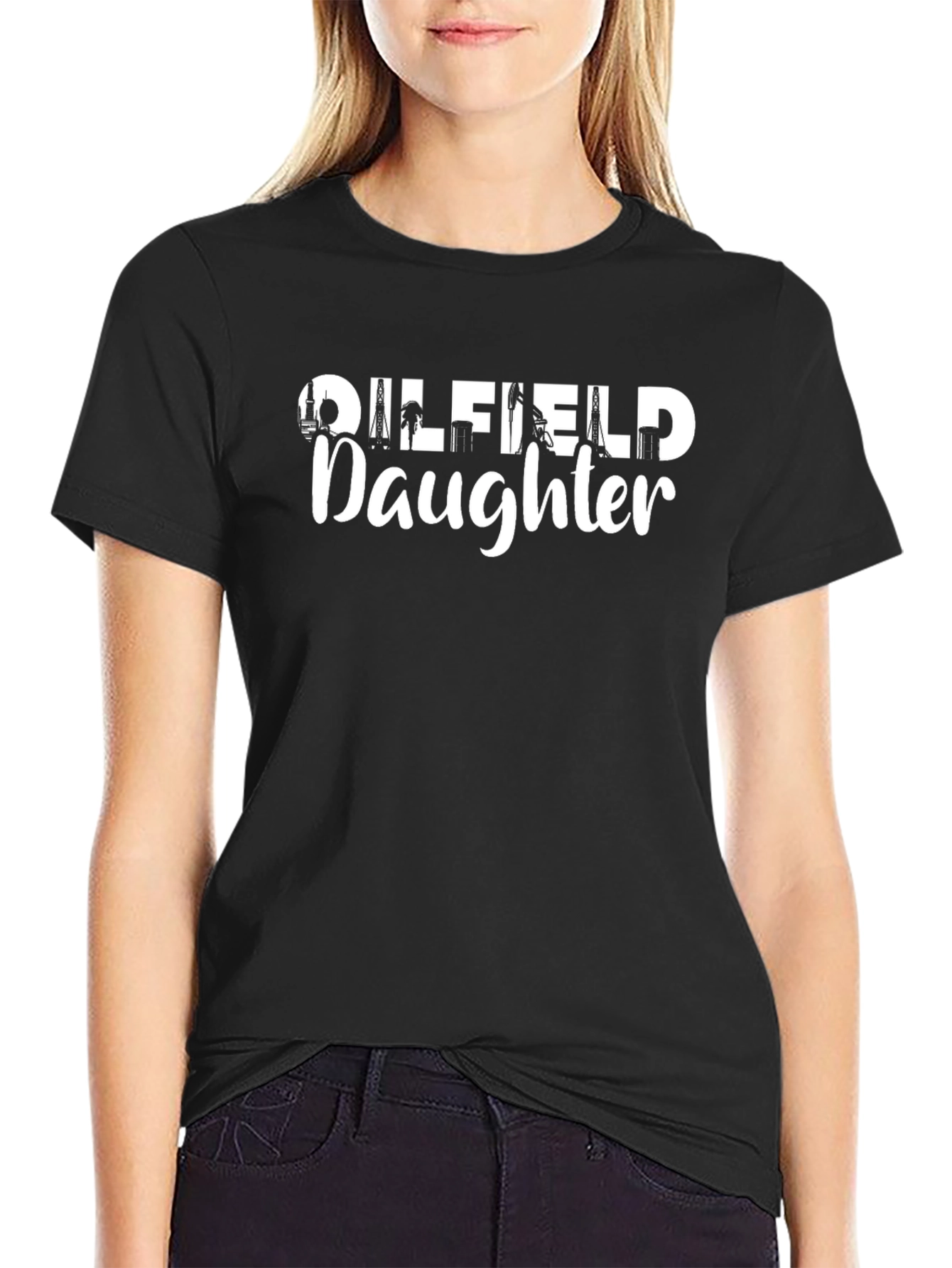 Oilfield Daughter Graphic Tee - Black Cotton Blend T-Shirt