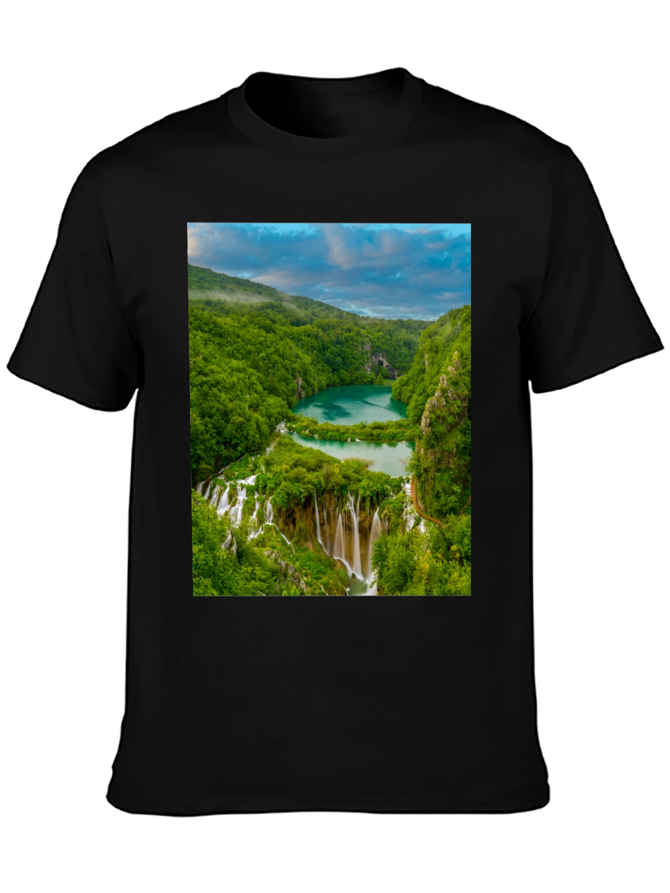 Waterfall Graphic Tee - Nature Lovers Black T-Shirt