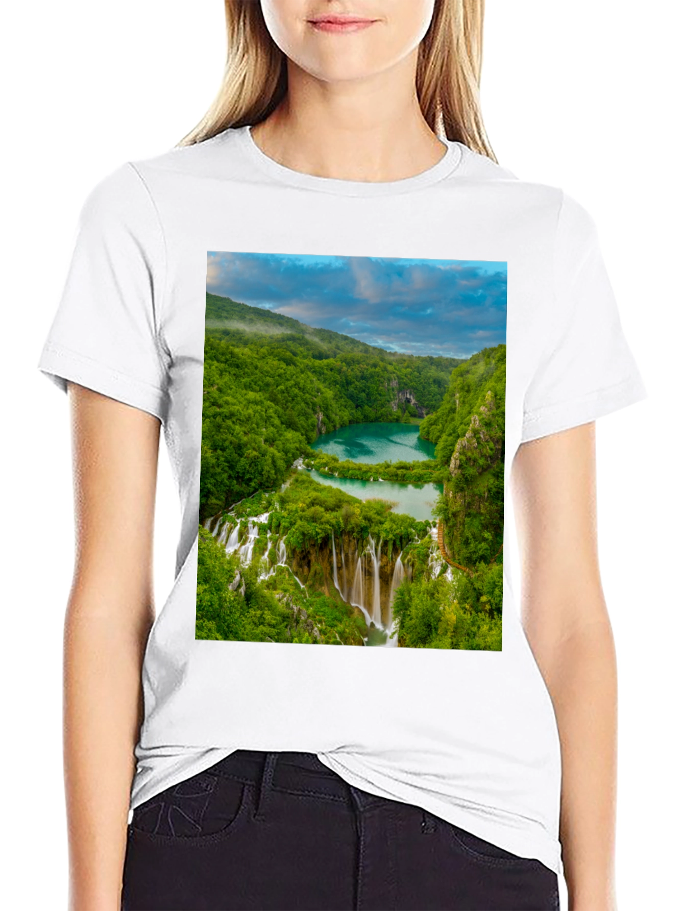 Waterfall Graphic Tee - Nature Lovers Black T-Shirt